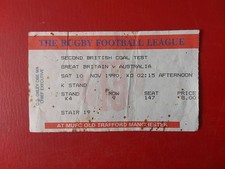 Ticket 2nd Test Great Britain v Australia 1990 @ Old Trafford Manchester United