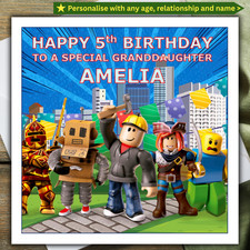 ROBLOX BIRTHDAY CARD personalised AGE RELATIONSHIP NAME