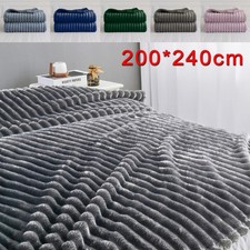 Chunky Cord Ribbed Throws Fleece Blanket Winter Soft Warm Sofa Bed Blanket UK