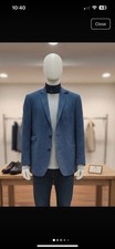 Mens Wool Blend Sports Coat Blazer|Dark Blue Tweed Jacket|Suede Elbow Patches 48
