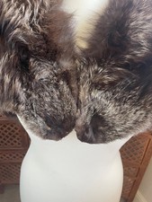 Vintage Silver Fox Fur Stole Wrap Cape  