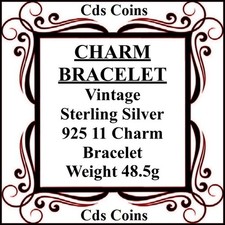 Vintage Silver Charm Bracelet, 11 Charms. 10% Donated To Charity