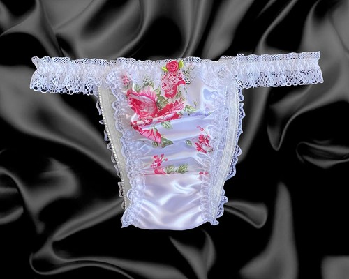 White satin floral - white,