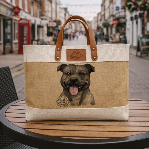 Black staffy tote bag - bag, large