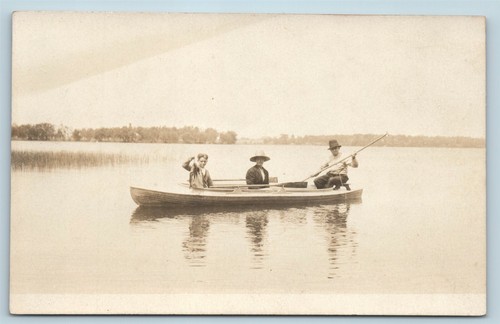 Postcard fishermen lake - postcard,