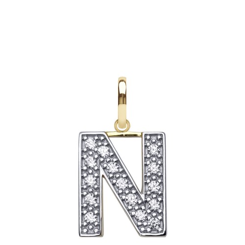 Gold initial pendant - pendant, &