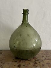 Antique Medium French Lady Jeanne 1900 Green Glass Demijohn