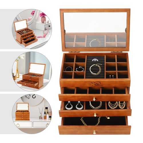 Large capacity wooden - capacity, jewelry