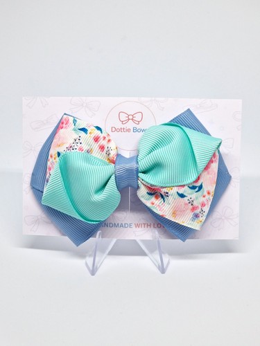 Pastel floral hair bow clip - pastel,