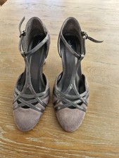 Wallis 5 / 38 - Grey Suede & Patent - Small Heel Court / Dance Style Shoes