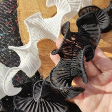 Wired Chiffon Ruffle Lace Trim, Rigid Curly Edge Ribbon, Pleated Fabric Trimming