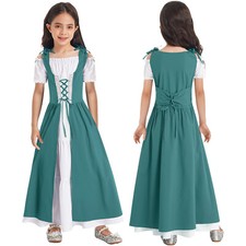 UK Girls Kids Renaissance Costumes Medieval Princess Fancy Dress Vintage Party