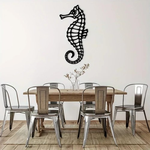 Coastal seahorse metal wall - coastal,