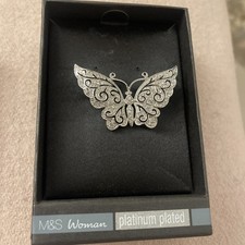 Butterfly brooch, Marks and Spencer, white metal platinum plated new in box 