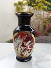 24k gold plated black chokin vase 6inches approx tall