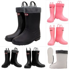 ZORAX Kids Wellington Boots Waterproof Rain Boots With Removable Warm Lining