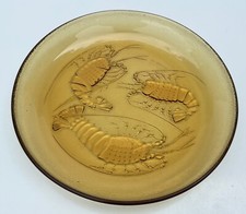 Vintage Indonesian Crayfish Amber Glass Bowl or Dish.