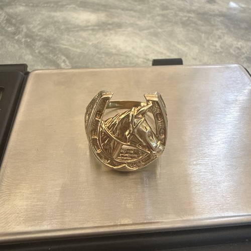 9ct gold horse ring - horse,