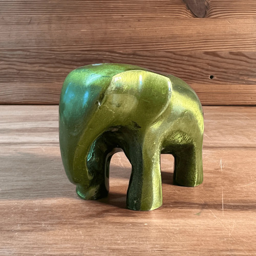 Small green elephant figurine - small,