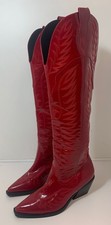 ASOS Boots Cowboy Red Faux Leather Pointed Toe Size UK 5 - EU 38