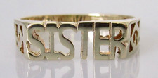 9ct Gold Ring - 9ct Yellow Gold "SISTER" Signet Ring Size M 1/2
