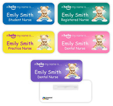 Hello My Name Is Badge Student Nurse Midwife GP Doctor Watercolour Bear 01
