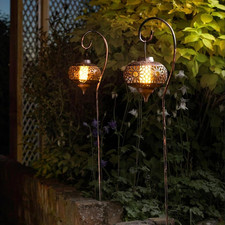 Garden Mile Set of 2 Extra Large Solar Stake Lights Outdoor Garden Lanterns Sola
