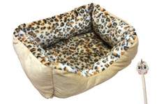 Dog Cat Bed- HEATED Pet Bed Kitten, Puppy Heat Pad Electric Mat LEOPARD Print