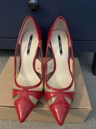 Zara red heeled shoes - red,