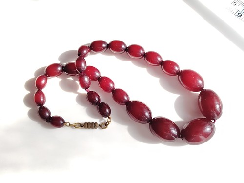 Cherry amber bakelite - bakelite, necklace
