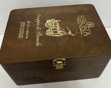Sibona Grappa di Barolo Wooden Box – 9”x6” Vintage Collector’s Case
