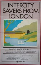 HST HIGH SPEED TRAIN BR INTERCITY ARTWORK SAVERS TO LONDON POSTER ORIGINAL 1986