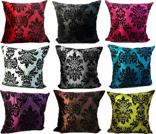 Flocked damask cushions - flocked,