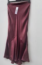 Topshop Burgundy Bias Cut Satin Maxi Skirt