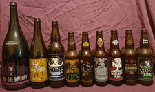 STONE BREWING ~ COLLECTION OF 9 EMPTY PRINTED BEER BOTTLES (DIFFERENT SIZES)