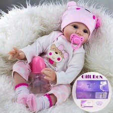 22" Realistic Reborn Baby Girl Doll Vinyl Silicone Handmade Newborn Toddler Gift