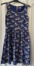 Cath Kidston Blue penguin dress size 10 Winter Vintage Style