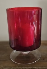 Ruby Red Glass hurricane candle holder or vase(sold without candle)  home décor 