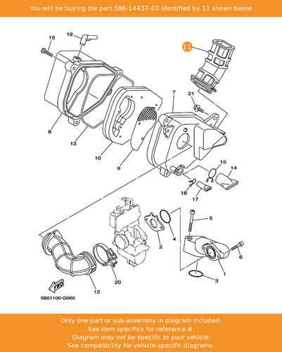 Yamaha duct 5b6 - 5b6-14437-00, oem