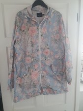 Boohoo Size 12 Rain Mac Jacket Floral Festival Outdoor Elasticated