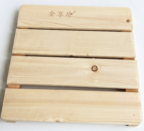 Wooden slatted bathroom mat - wooden,