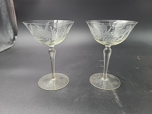 Lot vintage etched glass - 2,