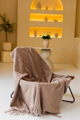 Merino wool bouclé blanket - bouclé,