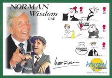 1998 SIGNED COMEDIANS FIRST DAY COVER, NORMAN WISDOM, LONDON PALLADIUM W1 SHS.