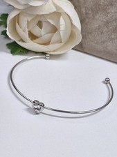 TED BAKER Silver Tone Dainty heart Cuff Bracelet Bangle VGC