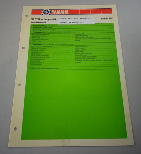 Inspection sheet yamaha - inspection,