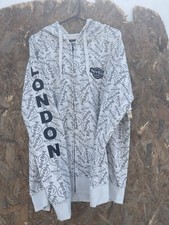 Hard Rock Cafe London All over Logo Full Zip Hoodie Grey Size  BNWT