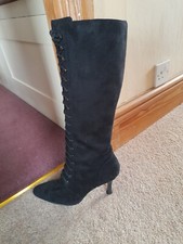 Ladies black lace up knee high stilleto boots size 6