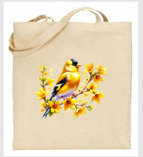 Bird Natural Canvas Cotton Shopping Tote Bag Durable & Reusable Gift Present