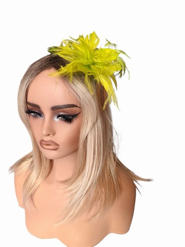Lime feather fascinator clip - lime,